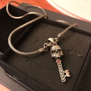 Ruby Embedded Silver Pendant With Chain